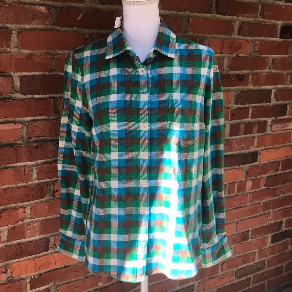 New NWT J. Crew Women's Boy Fit Button Down Flannel Shirt Pacey Plaid Sz 6 tjd